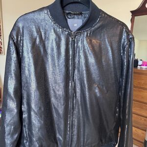 &M Black Sequin Bomber Jacket